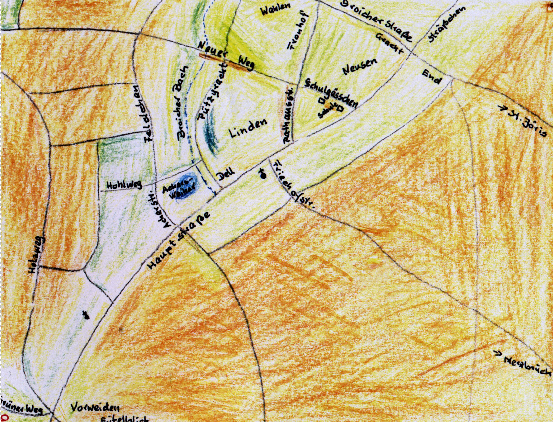 Hand drawn map Linden-Neusen